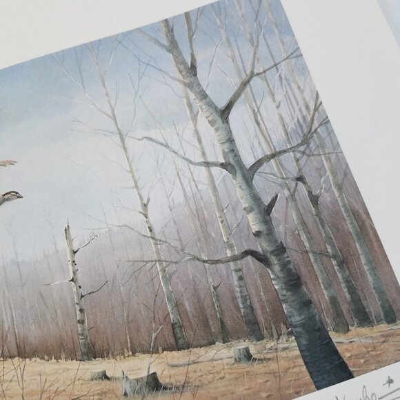 Les Kouba Leaving the Cut-Over SIGNED Print 12X16" Grouse Limited Edition Origin - Picture 5 of 16